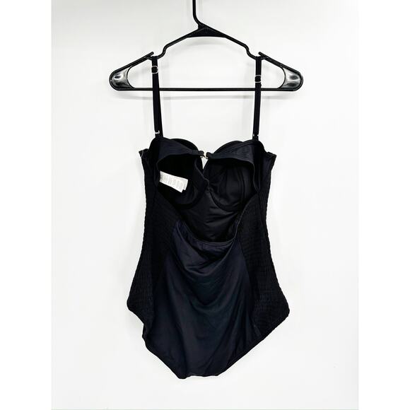 Kate Spade Black Smocked Underwire One Piece Swimsuit Size XL - Picture 6 of 6